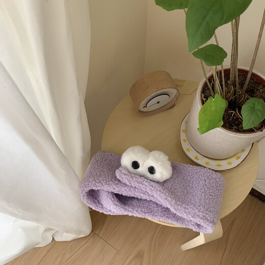 Tang Funi winter confinement headband hat pregnant women face washing women 2024 new style fur bundle air conditioning headband big eyes cute purple