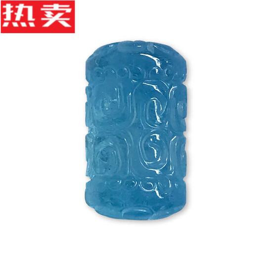 SNQP天然海蓝宝回纹珠桶珠 海蓝宝石路路通手串吊坠 diy饰品礼物 hh695