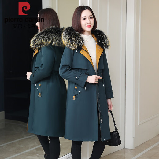 
Pier Cardin Pai Fighting Women's 2025 New Winter Medium-Length Otter Rabbit Fur Liner Removable Haining Fur Coat Green [raccoon Hair Feather Down Sleeve + Long] XL 125-135Jin [Jin equals 0.5 kg]