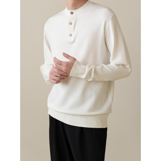 Jiangong Autumn and Winter Men's New Style 2025 Henry Collar Simple Sweater Men's Casual Commuting Sweater Half-cardecked Long Sleeve Inside Black M