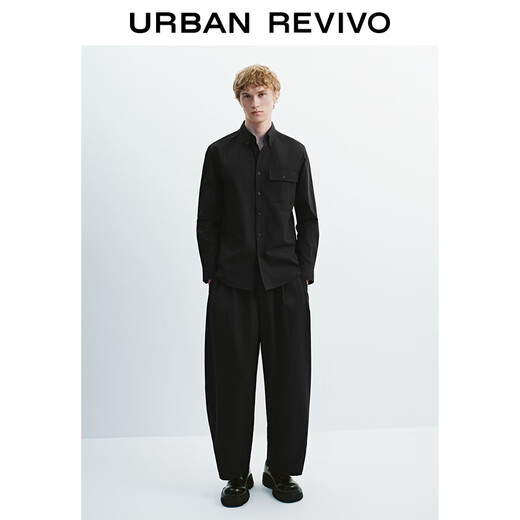 UR2026 spring new men's simple temperament commuting versatile lapel cardigan shirt UMM250050 black L