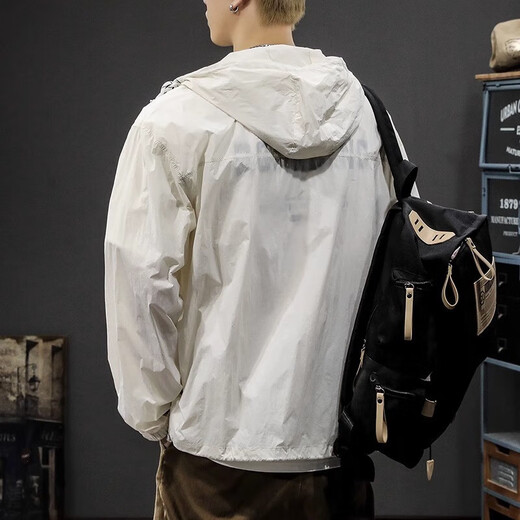 OLJ light luxury high-end brand summer light sun protection clothing men's loose ice silk quick-drying hooded sun protection clothing outdoor fishing leather green 3XL 180-200Jin Jin equals 0.5 kg