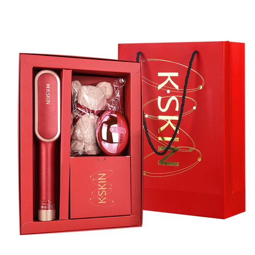 Jindao hair straightening comb, negative ion straight curling electric curling iron, straight clip, red meaning good gift for besties, sisters, friends, mother, bride, wedding, engagement, Valentine's Day practical gift gift box, red - luxury gift box, detachable power cord + 40 million negative ions