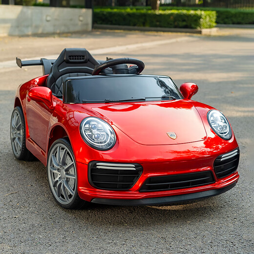 Hot Leopard children's electric car children's electric car four-wheel toy car large seatable remote control sports car one-year gift for men sports car red single drive + 6V4A battery