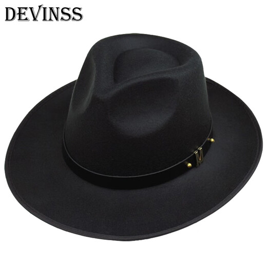 Kuiying top hat men's Shanghai beach hat Xu Wenqiang's same style British top hat groom's official hat classic wool felt hat black M (56-58cm)