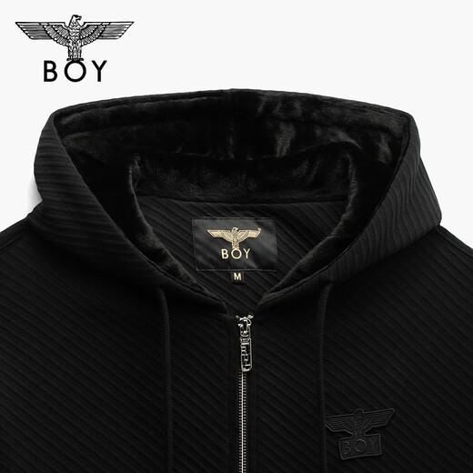 BOY LONDON Cardigan Sweatshirt for Men and Women Couples Spring and Autumn Texture Casual Sports Hooded Jacket N06024 Black S