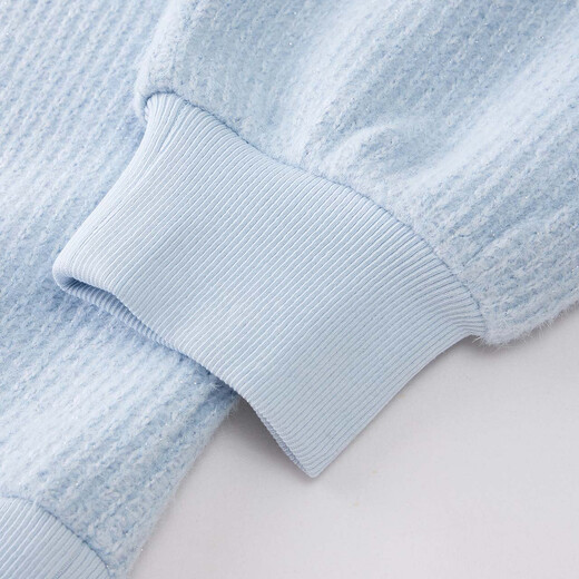 IEF/Aiyifu 2025 Autumn and Winter New Korean Style Fashion Simple Casual Style Loose Versatile Splicing Design Sweater Light Blue One Size