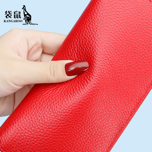 Känguru-Brieftasche Frauen langes Leder-Kuhläden 2025 Neue Style Handtasche Damen kleine Tasche Clutch Damen Brieftasche High-End-Brieftasche rosa dick