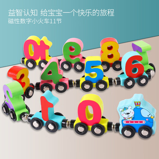 EZR Magnetic Digital Train Toys Kinder Puzzle Magnetische Bausteinbaugruppe und Drag-Holzbaublock Truck 1-3 Jahre altes englischer Briefzug (27 Kapitel)