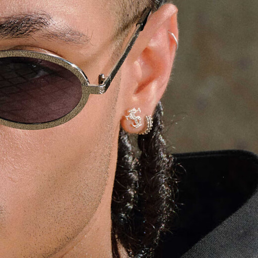 Junmin STK SmallTownKid full diamond earrings earrings jewelry decorations American retro street trend silver pair with box