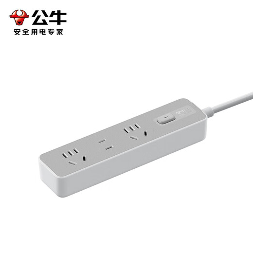 Bull (BULL) socket basic model master control switch drag strip porous long-line multi-functional electric plug-in board with child protection door/new national standard/row plug/wiring board gray Z generation series three-socket master control 1.8 meters-Z1121J meteorite gray