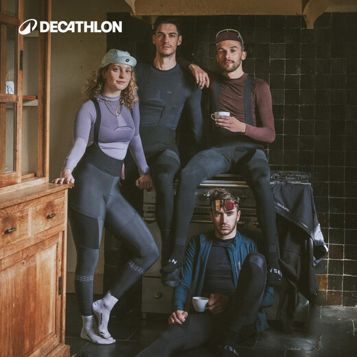 Decathlon Cycling Long Sleeve Base Layer Men's Cold Weather Road Cycling Base Layer Top Gray L