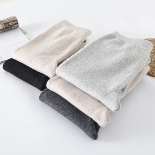 KING DEER cashmere pants for men and women, thickened warm pants for inner wear, thin high-waisted slim fit autumn and winter thickened large size cashmere leggings, men's style, dark gray XL