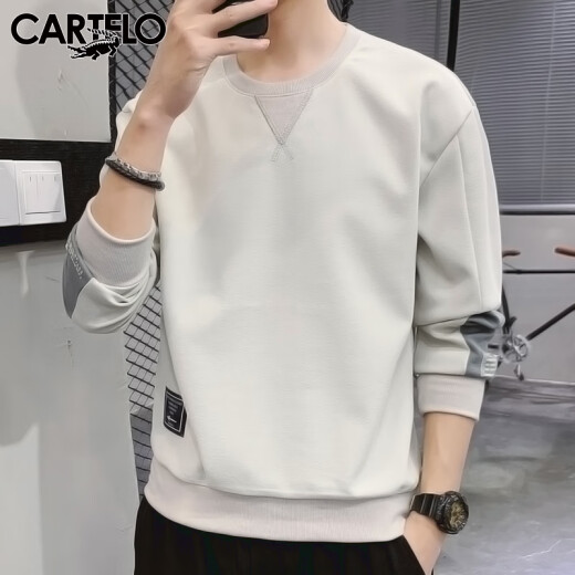 CARTELO crocodile sweatshirt men's autumn round neck long-sleeved t-shirt men's jacket men's versatile warm bottoming shirt gray SCM