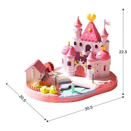 Xinge Children's Toys Simulate Magnetic Manipulation Doll Surprise City City Attractions Princess Dream Castle Sound and Light Music Pink