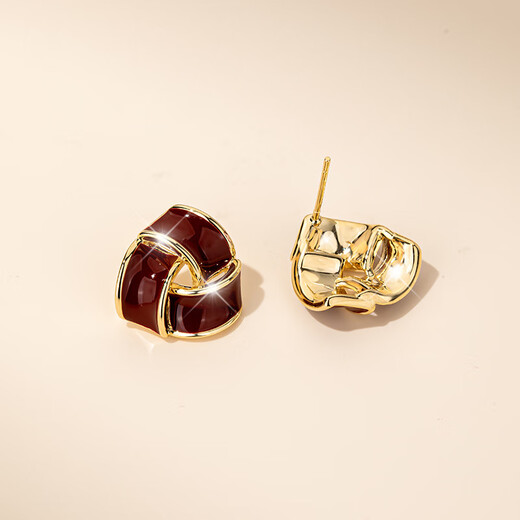 Qlady red oil dripping geometric earrings for women 2024 new retro autumn and winter earrings feminine earrings high-end gift