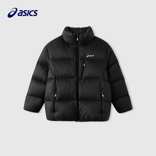 ASICS Children's Wear 25 Years Winter Short Puff Bread Jacket for Boys and Girls, Lightweight, Fluffy, Comfortable and Waterproof Black 85% Down 150 Filled Down 169.4g
