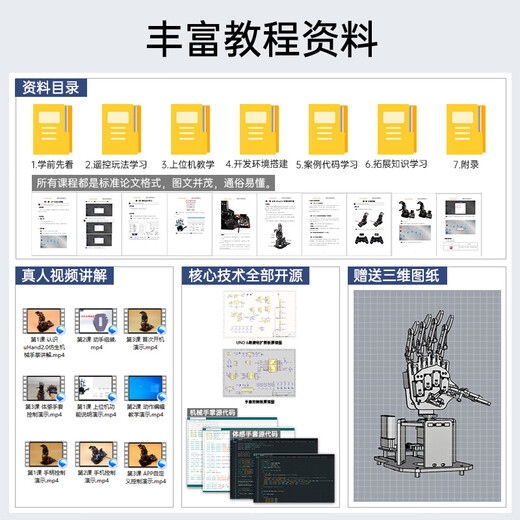 幻尔 uHand2.0机械手掌Arduino/STM32仿生开源机械手臂体感手套创客教育学习开发套件 STM32版本（右手）