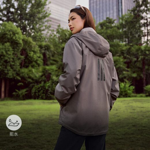 Adidas water-repellent woven hooded jacket for men and women in autumn Adidas official light sports charcoal gray L