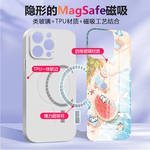 Schöne zehn Cent (MSMF) Neues Meeresbauer Multi-Line-Welpen-Apfel-Magnet-Saughülle Mobile Harthart Hartschale Silikon Weiche Kante kann Magsafe-Ladung Niedlichen Cartoon für Männer und Frauen sein [Magnetisch Saugglas Far Peak Blue] Line Puppy 1-BL844y iPhone11Promax