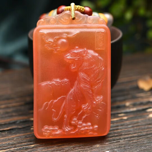 Moyun herring stone zodiac tiger pendant with handmade rope, uniform color and gorgeous color, super beautiful in real life