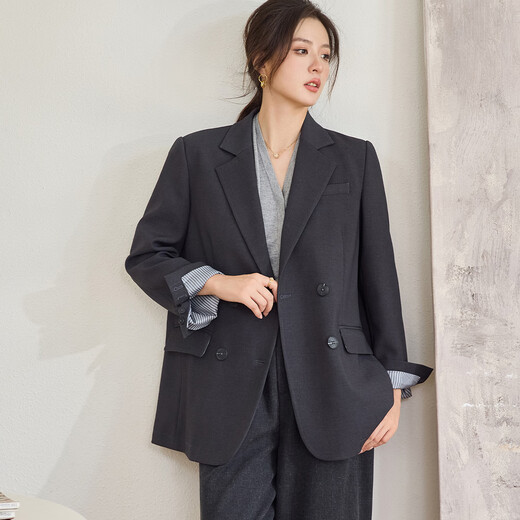 ROEYSHOUSE Luo Yi blazer women's casual slim temperament commuting small suit 11053 dark gray 2XL