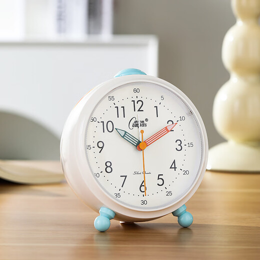 Combas Alarm Clock Home Desktop Clock Modern Simple Student Bedside Quartz Clock Living Room Office Desktop Clock 2233 Blue (12cm/With Night Light)
