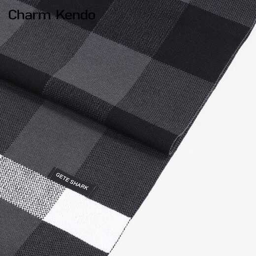 Charm Kendo男士围巾男秋冬新款百搭防寒保暖轻奢高档围脖新年生日礼物送男生 黑灰送男朋友实用老公