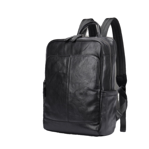 Backpack genuine cowhide business casual simple large capacity 2024 new style business trip 9196 black height 38 width 28 thickness 13cm can hold 14 inches
