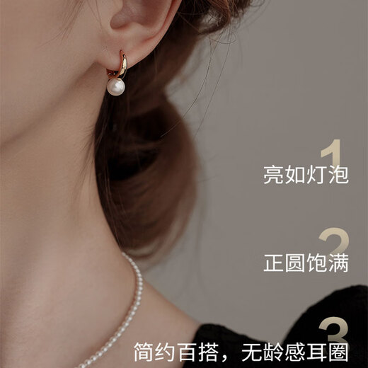 Freshwater pearl earrings for women in the wild, light luxury, high-end earrings, 2025 new style French earrings, Valentine's Day gift for girlfriend, 6-7MM round natural pearls