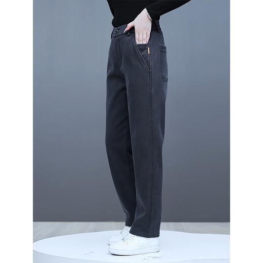 AEMAPE casual pants men's velvet thickened autumn and winter 2025 new middle-aged men's loose straight pants sports pants men 6266 gray (velvet) 34 155-165Jin Jin equals 0.5 kg