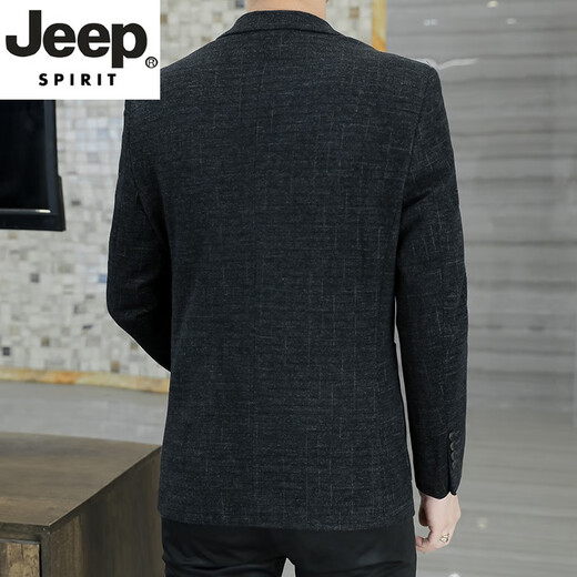 JEEP SPIRIT high-end men's small suit jacket men's casual autumn and winter business suit middle-aged dad suit suit men's cotton 6002 pure black 6XL 205 (205-220) Jin Jin equals about 0.5 kg
