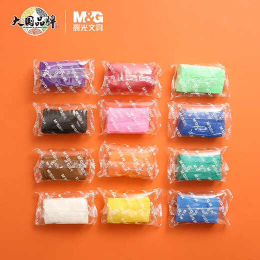 晨光(M&G)儿童手工益智袋装粘土12色超轻粘土彩泥4D橡皮泥DIY玩具AKE03986单袋装（送橡皮1块）