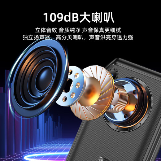 Philips (PHILIPS) E6510 Elderly mobile phone 4G full network access ultra-long standby large battery large screen loud and loud characters elderly smart straight board button three-defense student special function machine starry sky black
