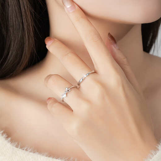 Pick up love couple rings live pair of bows pure silver student rings for boyfriend, girlfriend, wife birthday and Valentine's Day gift