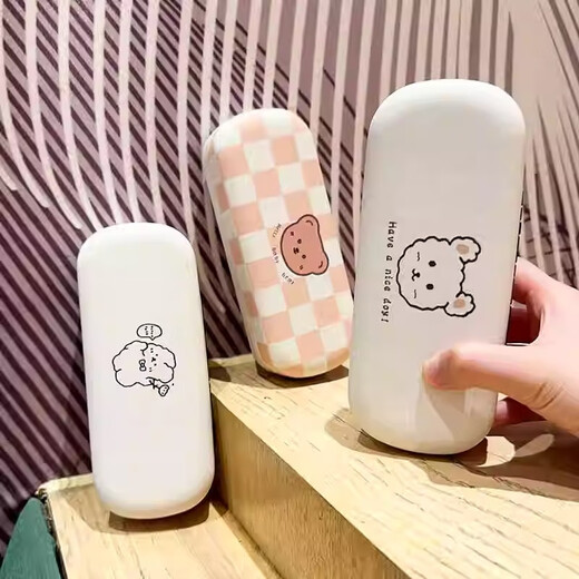 Glasses box portable male and female students cartoon cute myopia glasses storage box anti-pressure and fall high-quality glasses box nice bear [glasses delivery cloth]