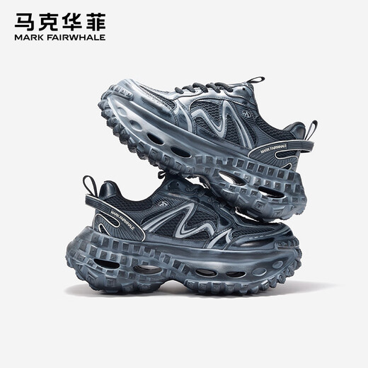 Mark Huafei men's shoes 2025 new summer breathable sports shoes men's casual height-enhancing dad shoes men indigo 41