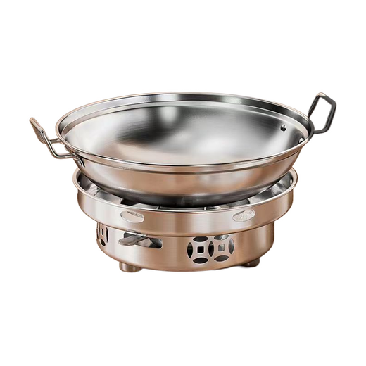 Spade Really Thickened Stainless Steel Large Alcohol Stove Alcohol Pot Household Hot Pot Dry Pot Soup Pot Dry Boiler Complete Set Covered Dry Pot + Stove 28cm