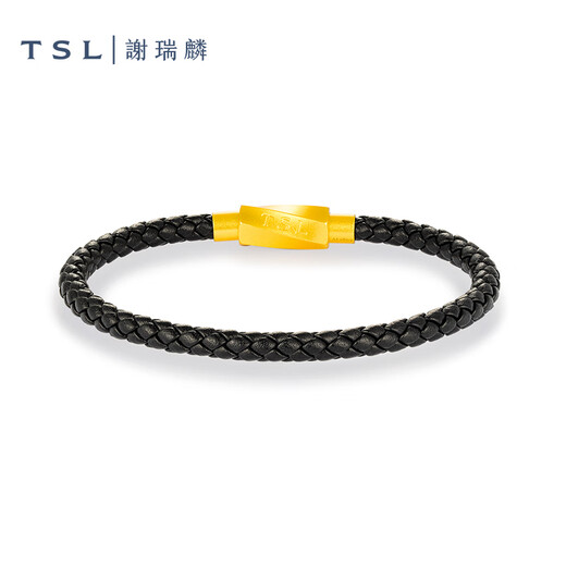 谢瑞麟（TSL）铝合金扣手绳可穿转运珠编织绳BE779-BE834 BE834-黑色（粗） 