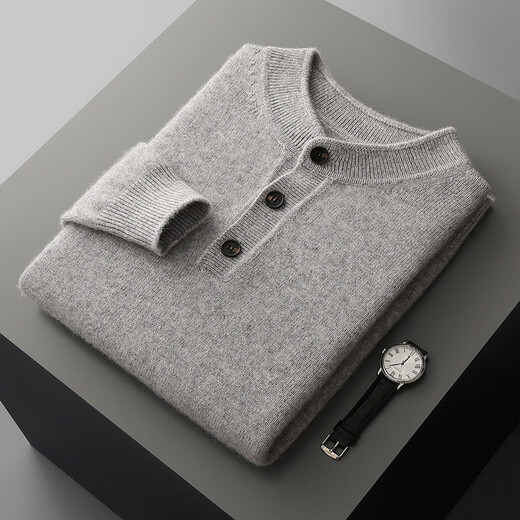 Wholesale pure wool sweater thickened Henry collar men's business casual autumn and winter new bottoming sweater pullover black S 90/120