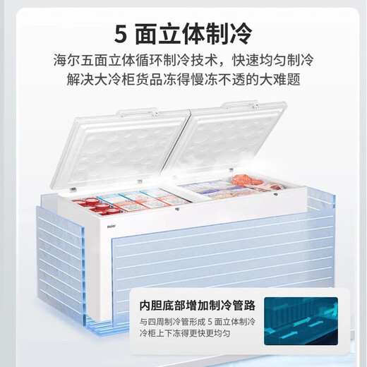 海尔（Haier）【PCM内胆】卧式冰柜600升以上大容量超低温冷藏冷冻一键切换冷柜深冷速冻海鲜茶叶雪柜 【白色 829L 】829HEZ丨-38度 丨电子温控