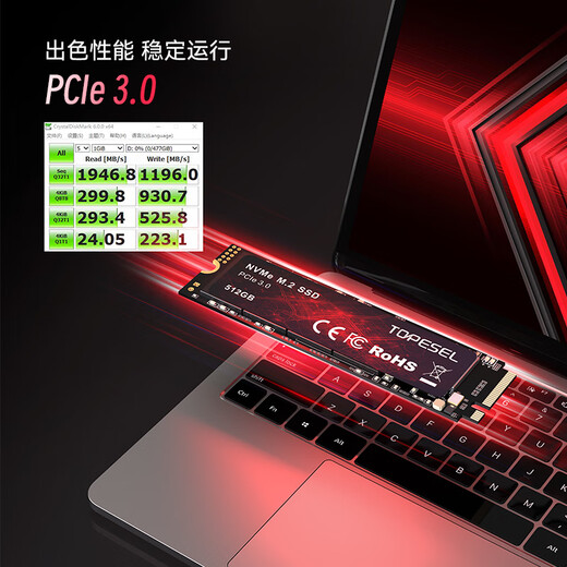 TOPESEL convient au disque SSD m.2 (protocole nvme) PCle 3.0 de particule du fleuve Yangtze intégré 512G PCIe3.0 modèle économique