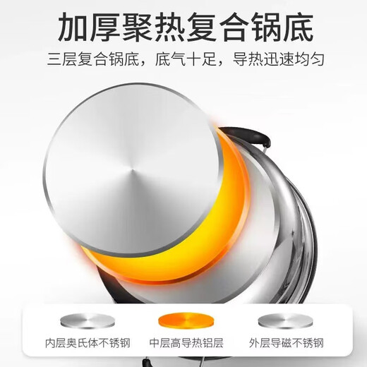 Yingtang stainless steel three-layer steamer double multi-layer household steamer plus height large capacity soup pot thickened steamer large pot three-layer stainless steel steamer 28cm