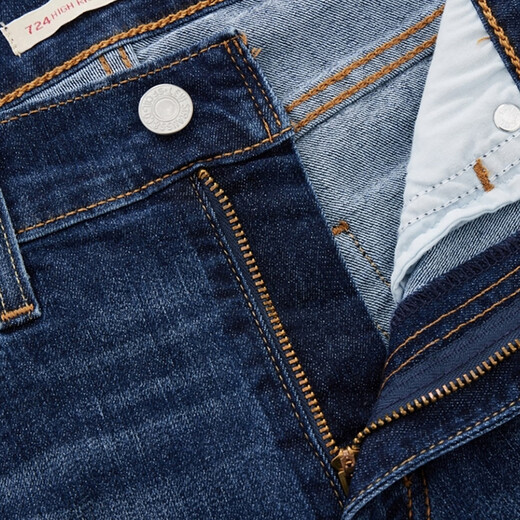 
Levi's Lyvis Ice Cool Series Women's 724 High Waist Straight American Retro Casual Simple Jeans Dark Blue 26 (28)