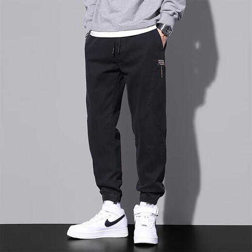 Woodpecker Pantalons décontractés Men Loose Loose Summer Nouveau style Harun Trendy Workwear Pantalons sportifs polyvalents Men 9859 Black Plus Velvet 3xl