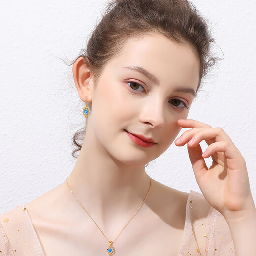 Laura Tu Light Luxury Brand Earrings Women's Platinum Earrings Luxury Accessories Birthday Anniversary Christmas Chinese Valentine's Day Gift I Have You in My Heart - White Diamond 999 Pure Gold