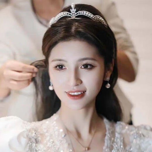 Bai Qixin Crown Tiara, Birthday Crown, Bridal Headband, Photography Props, 18-year-old Adult Gift, Princess Proposal Certificate, Pearl Crown, White
