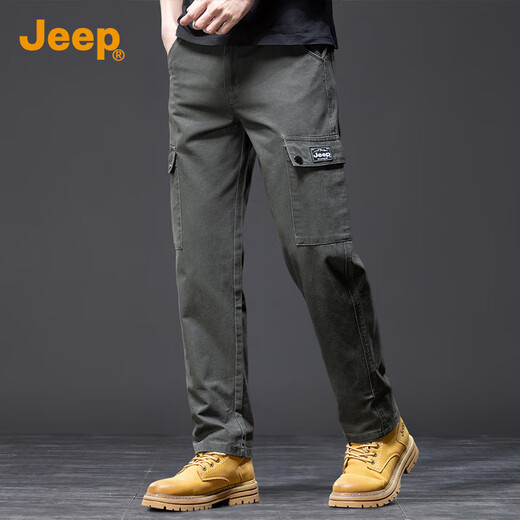 Jeep (JEEP) high-end pure cotton men's casual pants for men 2025 autumn and winter new loose straight pants fashionable and versatile workwear pants for men