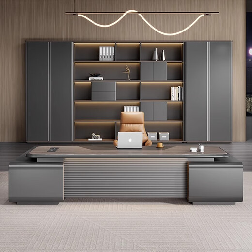 Chengyu boss desk office desk simple modern light luxury high-end paint office boss desk manager president executive desk 2.4m boss table + 2.4m filing cabinet + boss chair