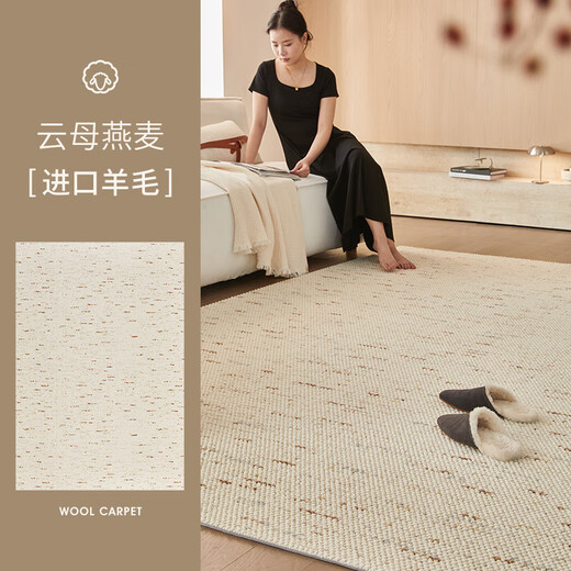 Yingfei imported wool carpet living room 2025 new no-wash and wipeable light luxury high-end atmospheric coffee table sofa carpet mica oatmeal New Zealand wool 160cm*240cm